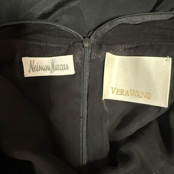 Vera Wang x Neiman Marcus Illusion Mesh Long Sleeve Button Detail Dress, sz 6 - Picture 4 of 5